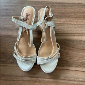 Dollhouse Sparkle T-Strap Heels in silver